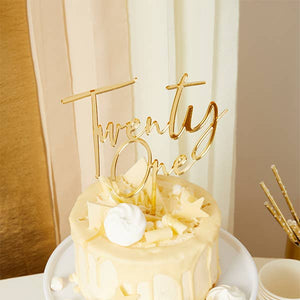 Gold 'Twenty One' Acrylic Cake Topper - Growing Fond