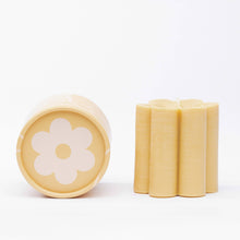 Load image into Gallery viewer, Ochre daisy pillar candle - Growing Fond