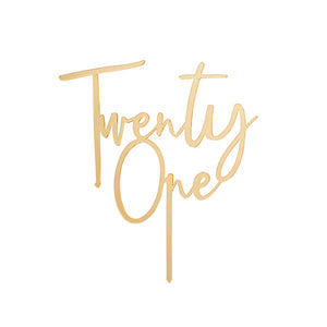 Gold 'Twenty One' Acrylic Cake Topper - Growing Fond