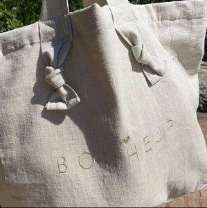 “Bonheur” Linen Tote - Growing Fond