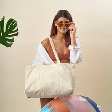 Load image into Gallery viewer, Terry Tote-Cream Palm - Growing Fond