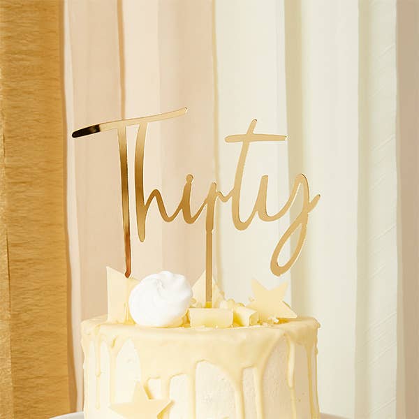 Gold 'Thirty' Acrylic Cake Topper - Growing Fond
