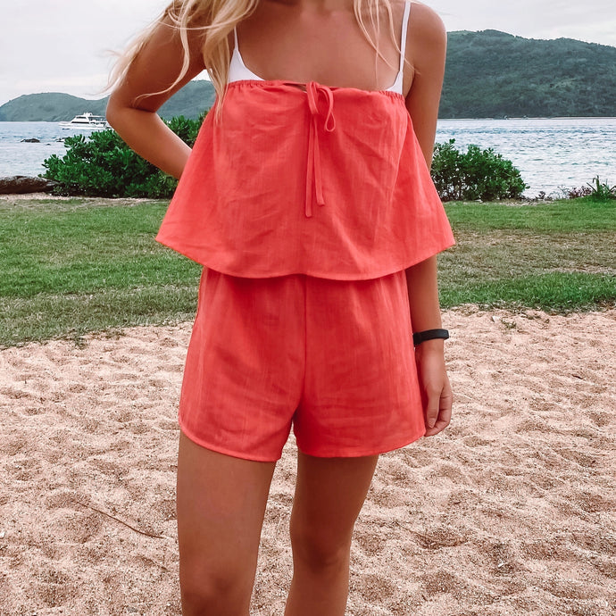 Fierce Playsuit - Dark coral red - Growing Fond