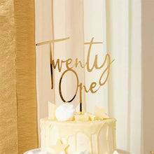 Load image into Gallery viewer, Gold &#39;Twenty One&#39; Acrylic Cake Topper - Growing Fond