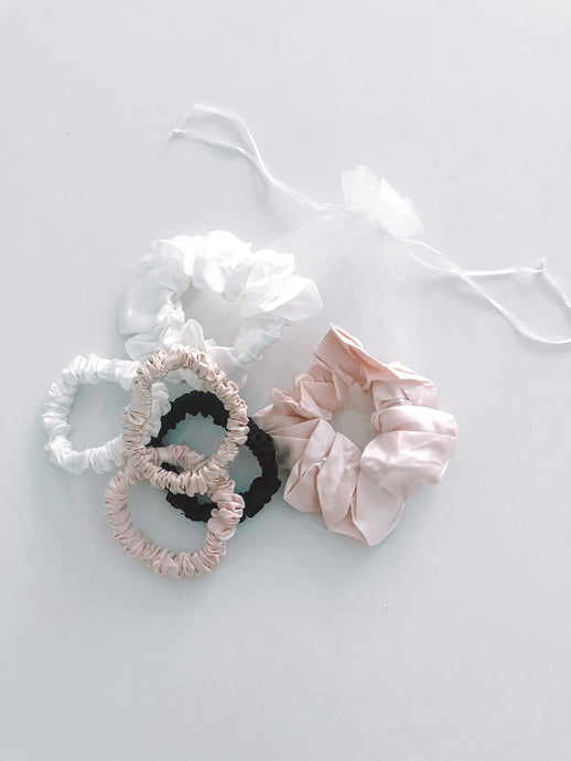 100% Mulberry Silk Scrunchies - Full Set - Growing Fond