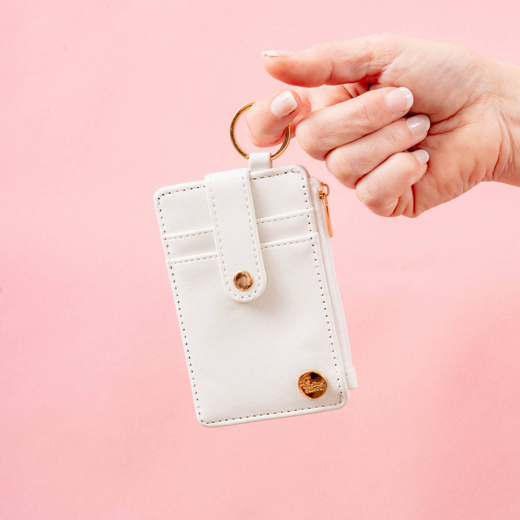 Solid Keychain Card Wallet - White - Growing Fond